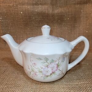 Vintage Floral Tea Pot James Kent The Old Foley Pottery England Pastel Gold Rim